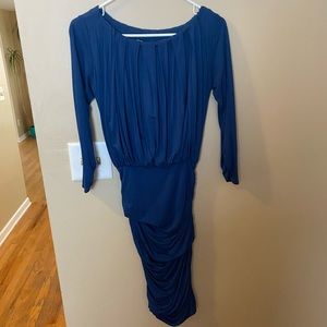 Curve hugging Blue Dress with 3/4” sleeves